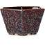 Hexagonal brown metallic, crystal glaze bonsai pot by Heian Senzan - 140 x 140 x 75 mm