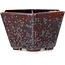 Hexagonal brown metallic, crystal glaze bonsai pot by Heian Senzan - 140 x 140 x 75 mm