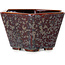 Hexagonal brown metallic, crystal glaze bonsai pot by Heian Senzan - 140 x 140 x 75 mm