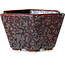 Pot à bonsaï hexagonal en verre métallisé brun cristal, par Heian Senzan - 140 x 140 x 75 mm