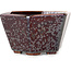 Hexagonal brown metallic, crystal glaze bonsai pot by Heian Senzan - 140 x 140 x 75 mm