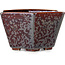 Hexagonal brown metallic, crystal glaze bonsai pot by Heian Senzan - 140 x 140 x 75 mm