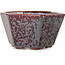 Vaso bonsai esagonale in smalto cristallino marrone metallizzato di Heian Senzan - 140 x 140 x 75 mm