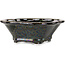 Mokko dark brown metallic, crystal glaze bonsai pot by Heian Senzan - 155 x 140 x 50 mm