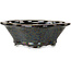 Mokko dark brown metallic, crystal glaze bonsai pot by Heian Senzan - 155 x 140 x 50 mm