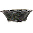 Mokko dark brown metallic, crystal glaze bonsai pot by Heian Senzan - 155 x 140 x 50 mm