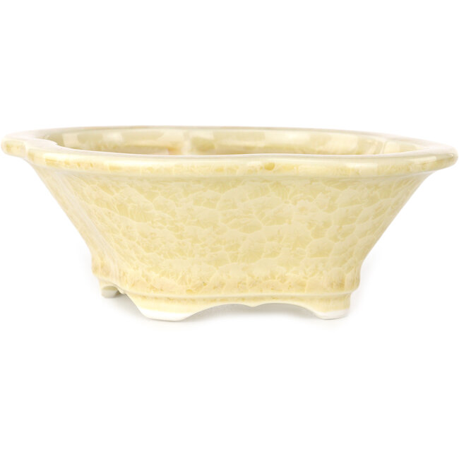 Mokko off-white, crystal glaze bonsai pot by Heian Senzan - 155 x 140 x 50 mm