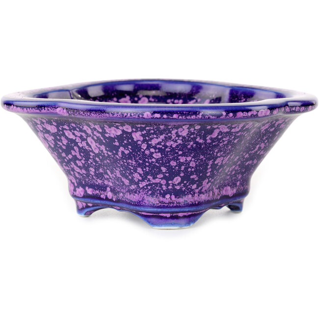 Pot à bonsaï Mokko violet à glaçure cristalline par Heian Senzan - 155 x 140 x 50 mm