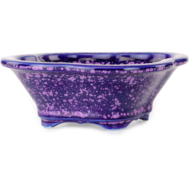 Vaso per bonsai Mokko viola, smalto cristallino di Heian Senzan - 155 x 140 x 50 mm