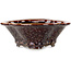 Mokko brown metallic, crystal glaze bonsai pot by Heian Senzan - 170 x 160 x 58 mm