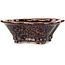 Mokko bruine metallic bonsai pot met kristalglazuur van Heian Senzan - 170 x 160 x 58 mm