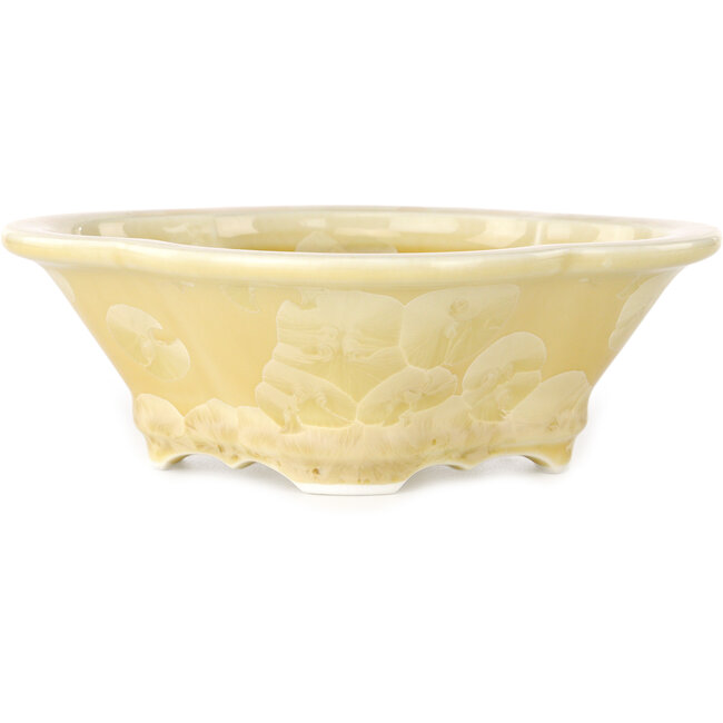 Mokko off-white, crystal glaze bonsai pot by Heian Senzan - 170 x 160 x 58 mm