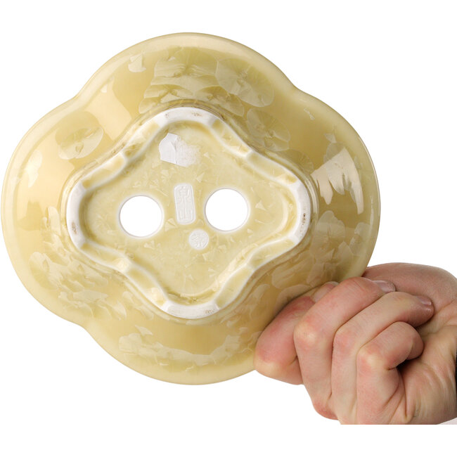 Pot à bonsaï Mokko blanc cassé à glaçure cristalline par Heian Senzan - 170 x 160 x 58 mm