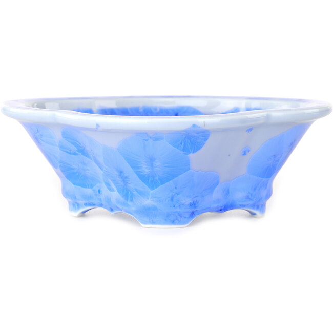 Maceta para bonsái Mokko azul claro con esmaltado de cristal de Heian Senzan - 170 x 160 x 58 mm