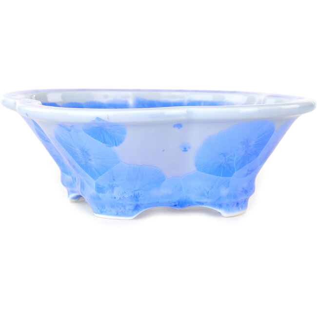 Maceta para bonsái Mokko azul claro con esmaltado de cristal de Heian Senzan - 170 x 160 x 58 mm