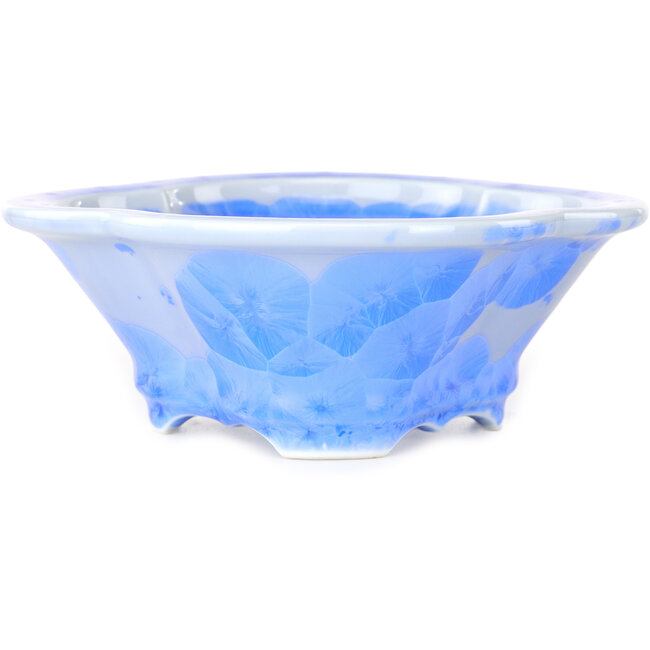 Vaso per bonsai Mokko azzurro chiaro, smalto cristallino di Heian Senzan - 170 x 160 x 58 mm