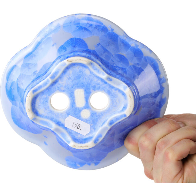 Pot à bonsaï Mokko bleu clair à glaçure cristalline par Heian Senzan - 170 x 160 x 58 mm