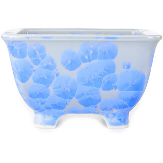  Heian Senzan Maceta para bonsái cuadrada de 133 mm de color azul claro con esmaltado de cristal de Heian Senzan, Tokoname, Japón