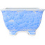 Vaso bonsai quadrato azzurro, smaltato in cristallo di Heian Senzan - 133 x 133 x 80 mm