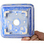 Square light blue, crystal glaze bonsai pot by Heian Senzan - 133 x 133 x 80 mm