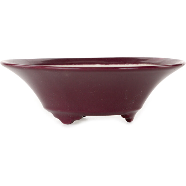 Round burgundy bonsai pot by Seifu - 120 x 120 x 40 mm
