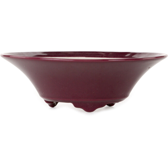 Pot à bonsaï rond bordeaux de Seifu - 120 x 120 x 40 mm