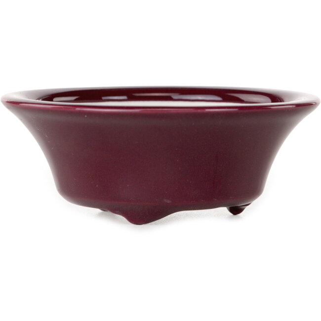 Round burgundy bonsai pot by Seifu - 85 x 85 x 35 mm