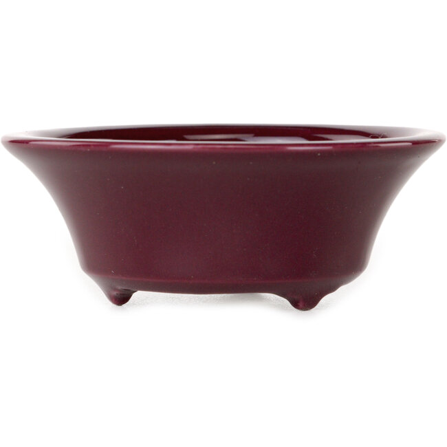 Pot à bonsaï rond en forme d'aubergine de Seifu - 85 x 85 x 35 mm