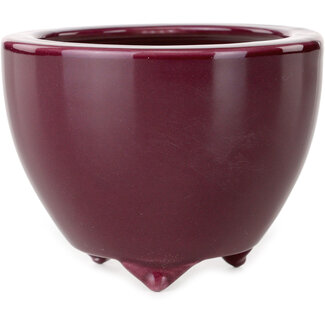 Seifu 87 mm round burgundy bonsai pot by Seifu, Japan