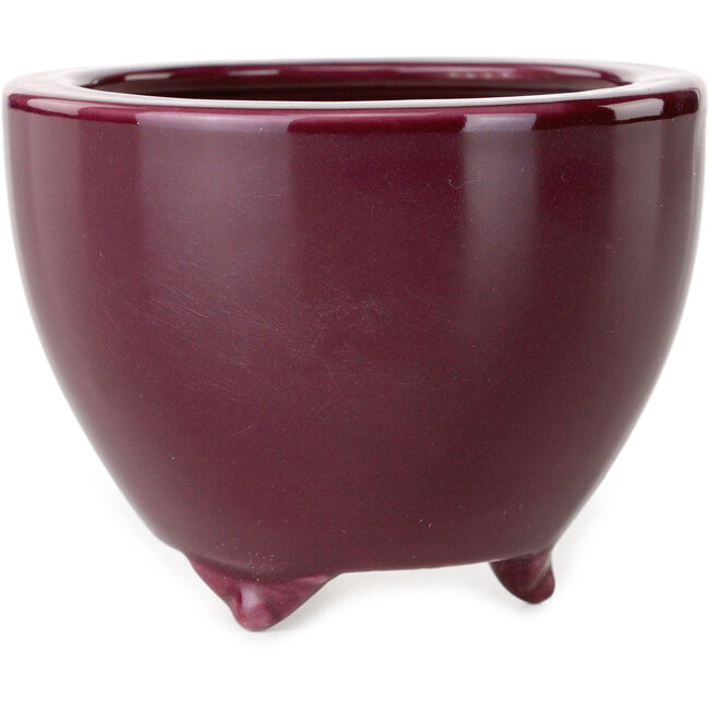 Ronde auberginekleurige bonsaipot van Seifu - 87 x 87 x 68 mm