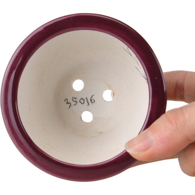 Pot à bonsaï rond bordeaux de Seifu - 87 x 87 x 68 mm