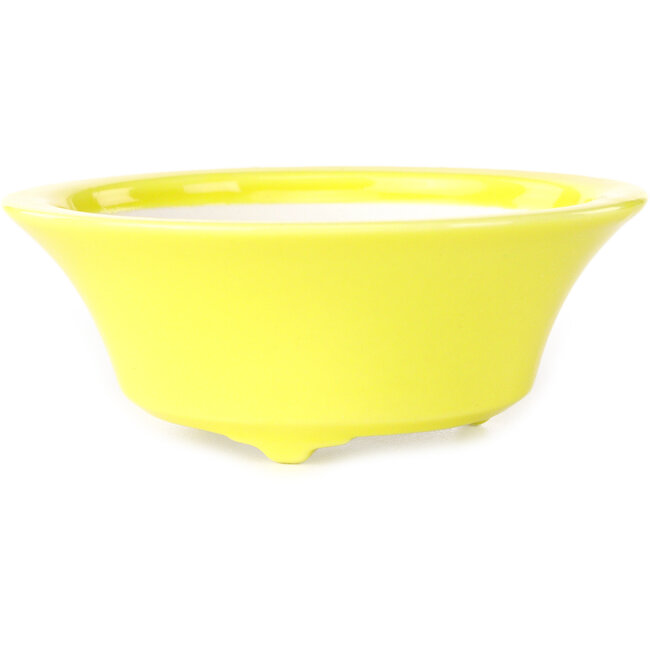 Pot à bonsaï rond jaune de Seifu - 85 x 85 x 35 mm
