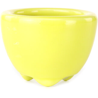 Seifu Vaso bonsai rotondo giallo da 58 mm di Seifu, Giappone