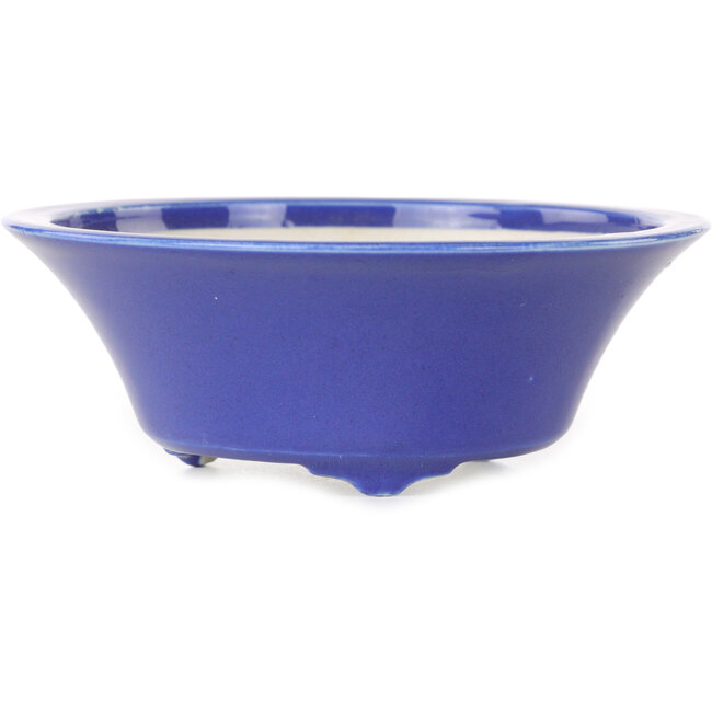 Round dark blue bonsai pot by Seifu - 120 x 120 x 48 mm