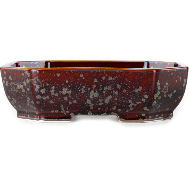 Pot à bonsaï ovale en verre métallisé brun cristal, par Heian Senzan - 161 x 132 x 50 mm