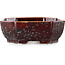 Oval brown metallic, crystal glaze bonsai pot by Heian Senzan - 161 x 132 x 50 mm