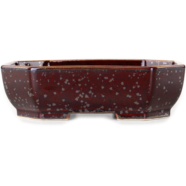 Pot à bonsaï ovale en verre métallisé brun cristal, par Heian Senzan - 161 x 132 x 50 mm