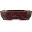 Oval brown metallic, crystal glaze bonsai pot by Heian Senzan - 161 x 132 x 50 mm