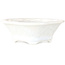 Mokko white, crystal glaze bonsai pot by Heian Senzan - 155 x 140 x 50 mm