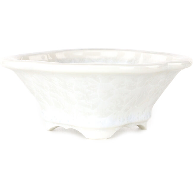 Maceta para bonsái con esmalte de cristal blanco Mokko de Heian Senzan - 155 x 140 x 50 mm