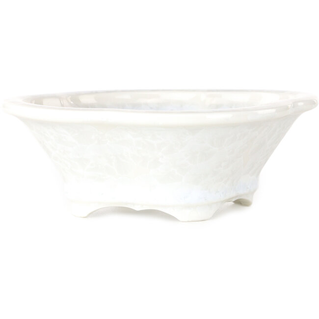 Maceta para bonsái con esmalte de cristal blanco Mokko de Heian Senzan - 155 x 140 x 50 mm