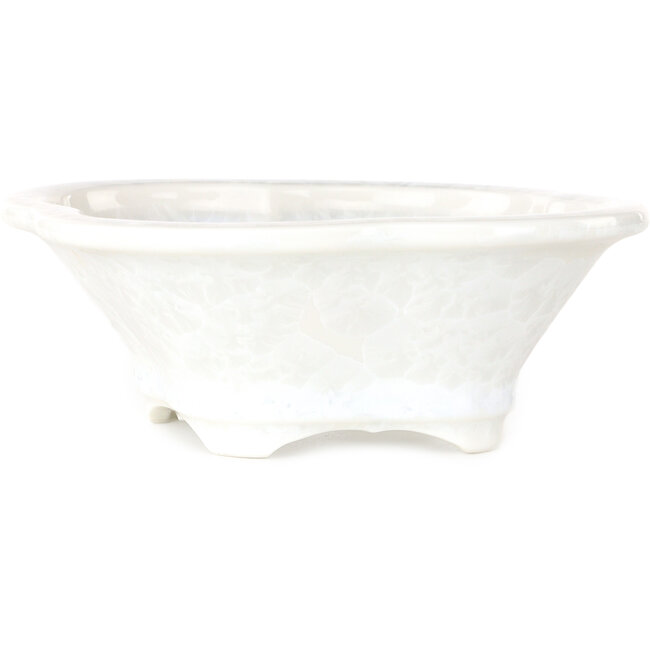 Maceta para bonsái con esmalte de cristal blanco Mokko de Heian Senzan - 155 x 140 x 50 mm
