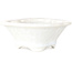 Mokko witte bonsai pot met kristalglazuur van Heian Senzan - 155 x 140 x 50 mm