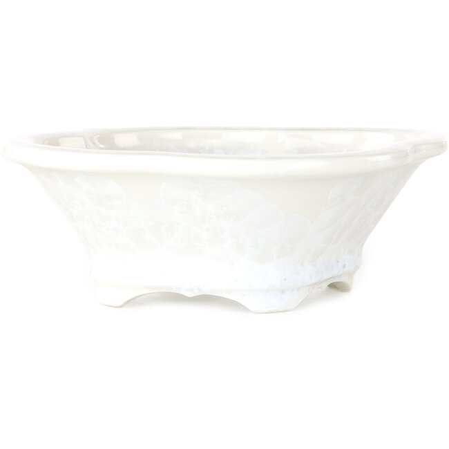 Maceta para bonsái con esmalte de cristal blanco Mokko de Heian Senzan - 155 x 140 x 50 mm