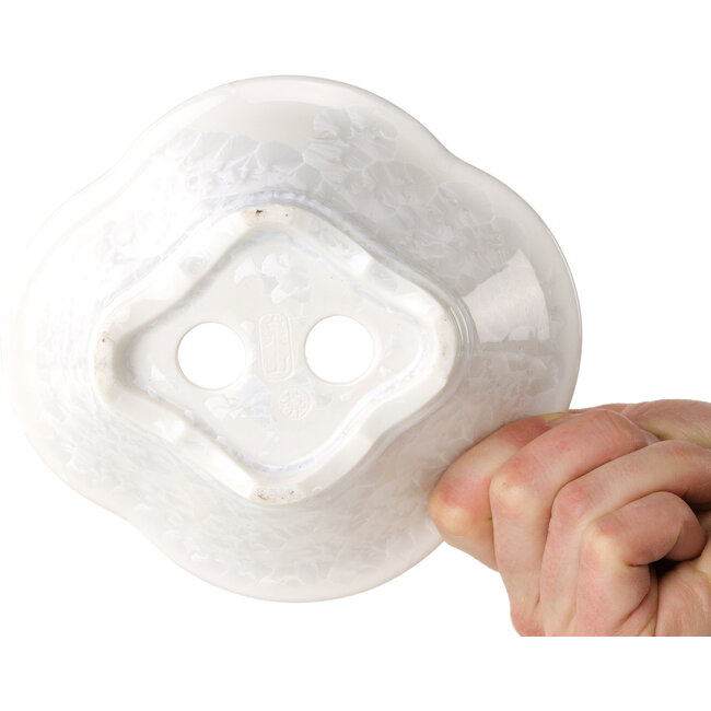 Pot à bonsaï Mokko blanc à glaçure cristalline par Heian Senzan - 155 x 140 x 50 mm