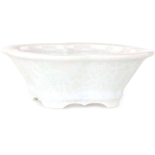 Maceta para bonsái con esmalte de cristal blanco Mokko de Heian Senzan - 170 x 160 x 58 mm