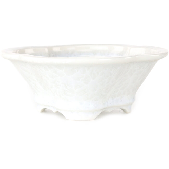 Mokko witte bonsai pot met kristalglazuur van Heian Senzan - 170 x 160 x 58 mm