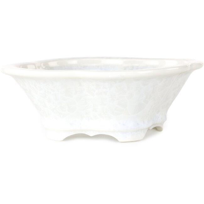 Vaso per bonsai Mokko bianco, smalto cristallino di Heian Senzan - 170 x 160 x 58 mm