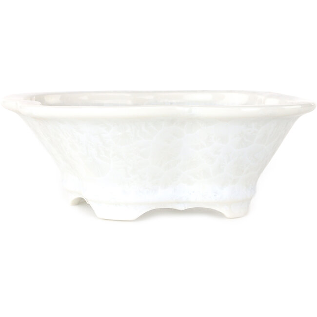 Maceta para bonsái con esmalte de cristal blanco Mokko de Heian Senzan - 170 x 160 x 58 mm
