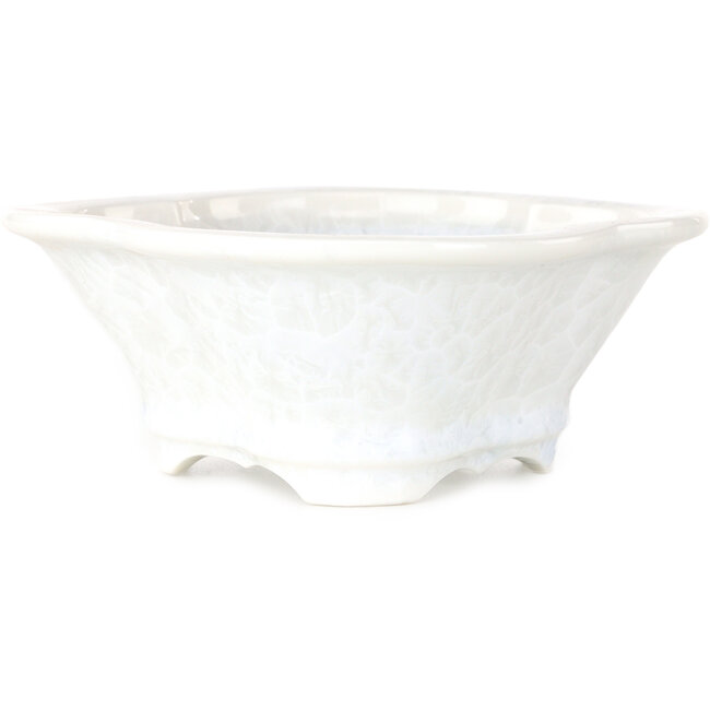Bonsai-Topf „Mokko white“ mit Kristallglasur von Heian Senzan – 170 x 160 x 58 mm